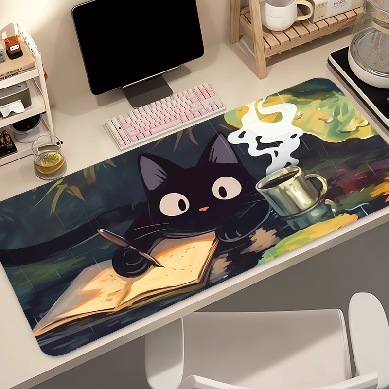 Gaming Keyboard And Mouse - Kawaii gato preto silicone macio gaming