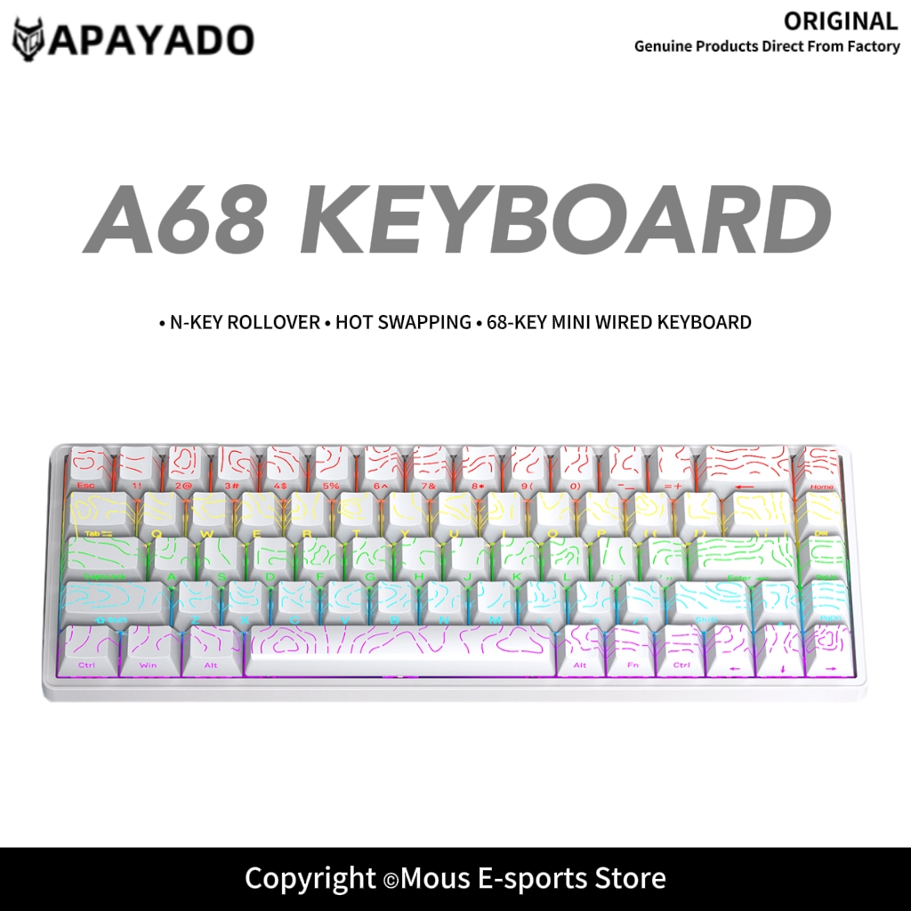 Gaming Keyboard Mobile - Teclado Mecânico APAYADO A68 com Fio,
