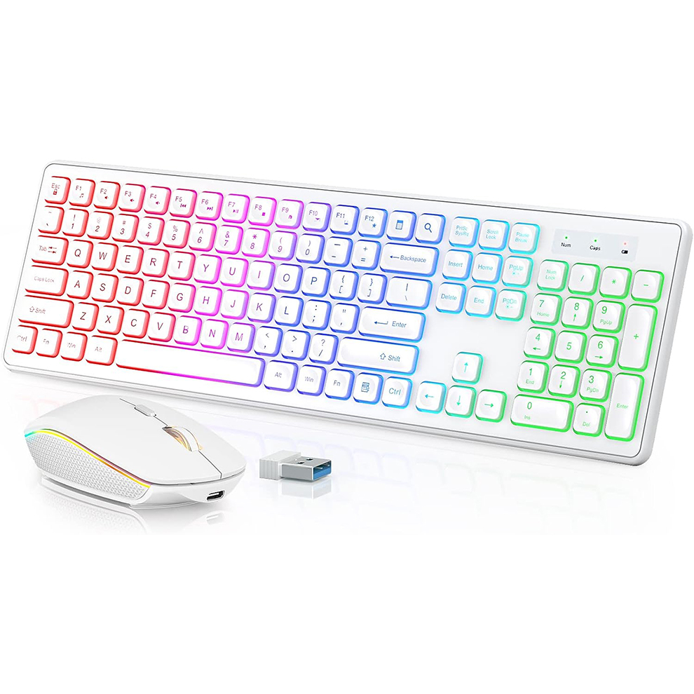 Gaming Keyboard And Mouse Set - Teclado e mouse sem fio retroiluminados,