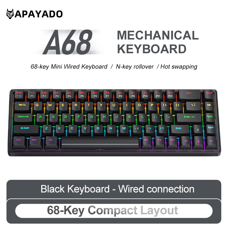 Teclado Mecânico APAYADO A68 c - Gaming Keyboard Mobile avaliação e preço